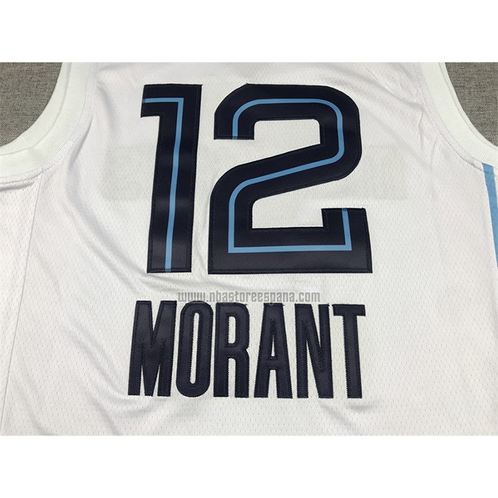 Camiseta Memphis Grizzlies Ja Morant NO 12 Association 2022-23 Blanco